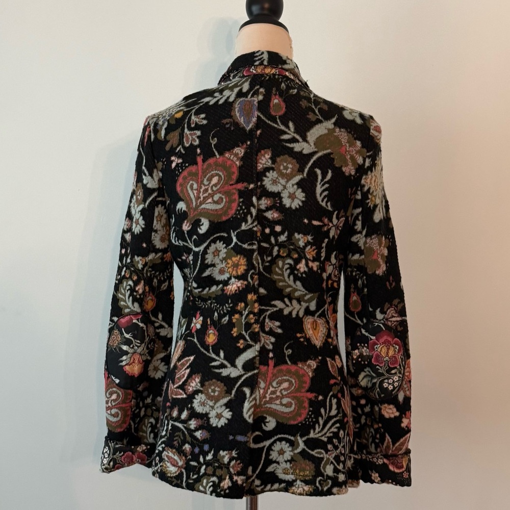 ✨ Aldo Martins Floral Knit Blazer Jacket Elbow Patch Cuffed Sleeve Barcelona S - Picture 9 of 16